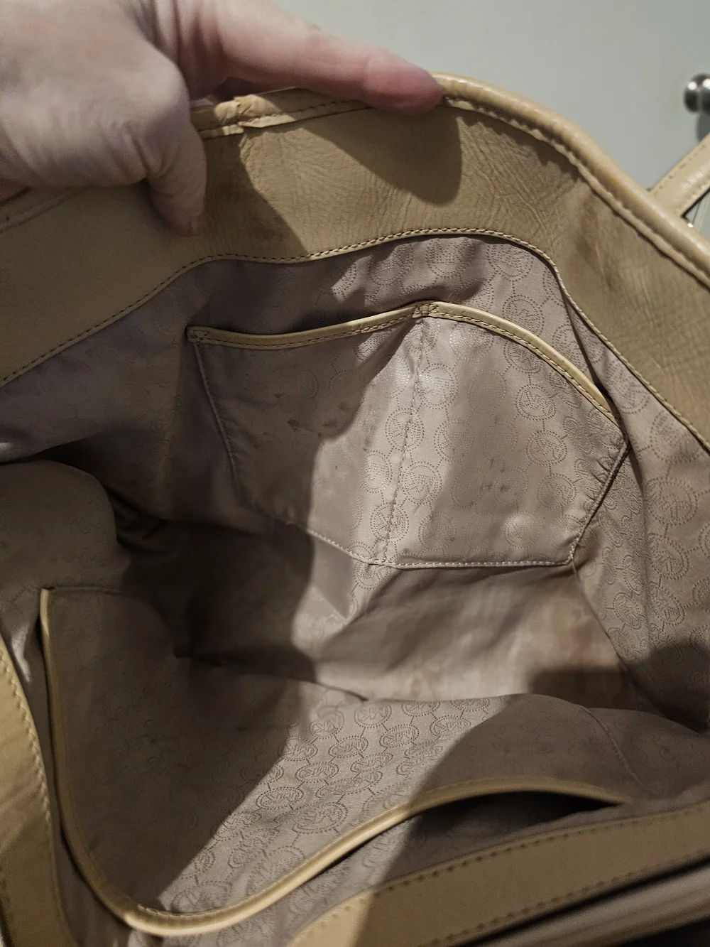 Michael Kors Neutral Logo Large Tote with Gold Accent